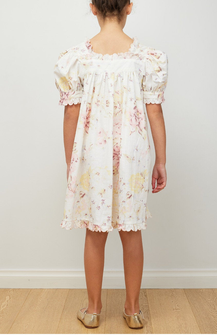 Emily Linen Smock Dress - Lemon Print