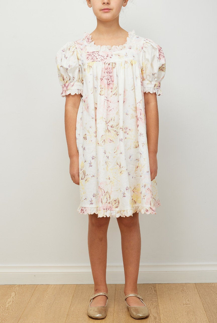 Emily Linen Smock Dress - Lemon Print