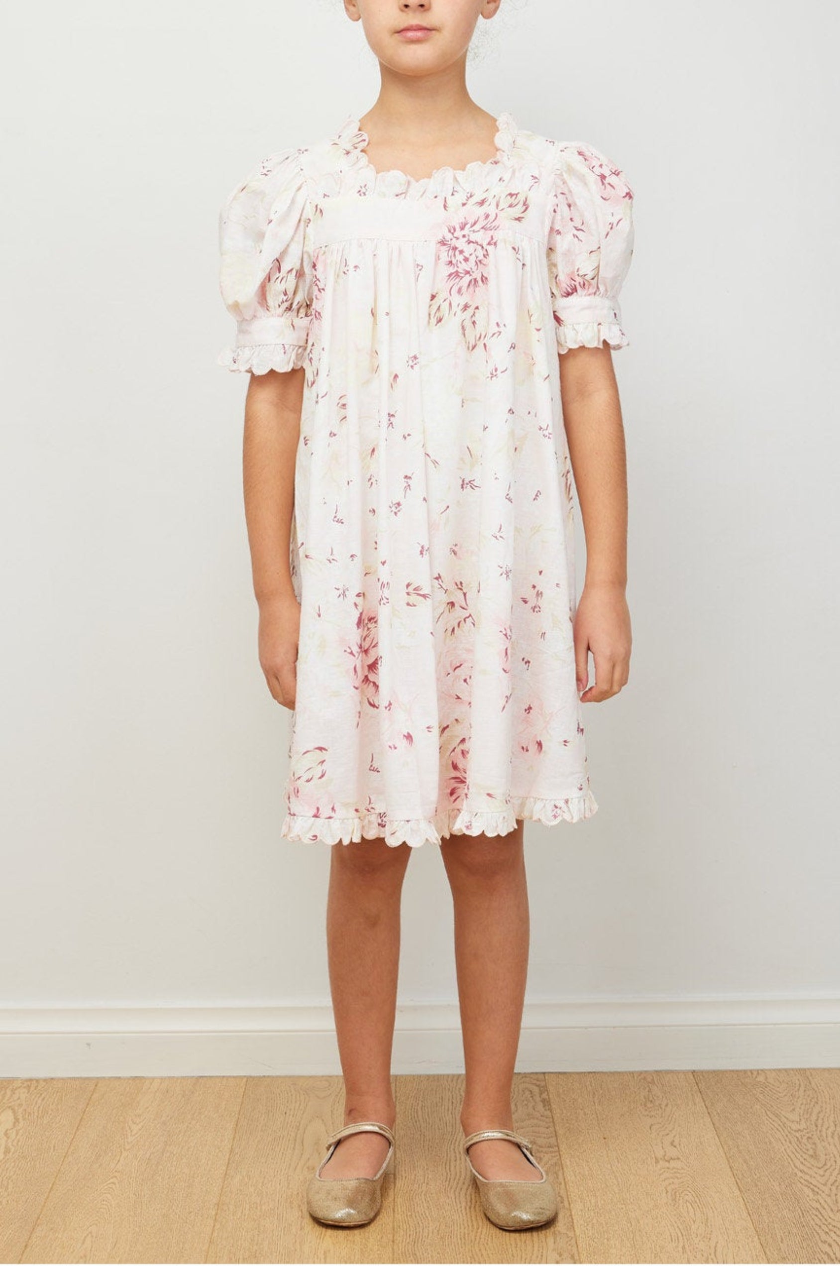 Emily Linen Smock Dress - Pink Print