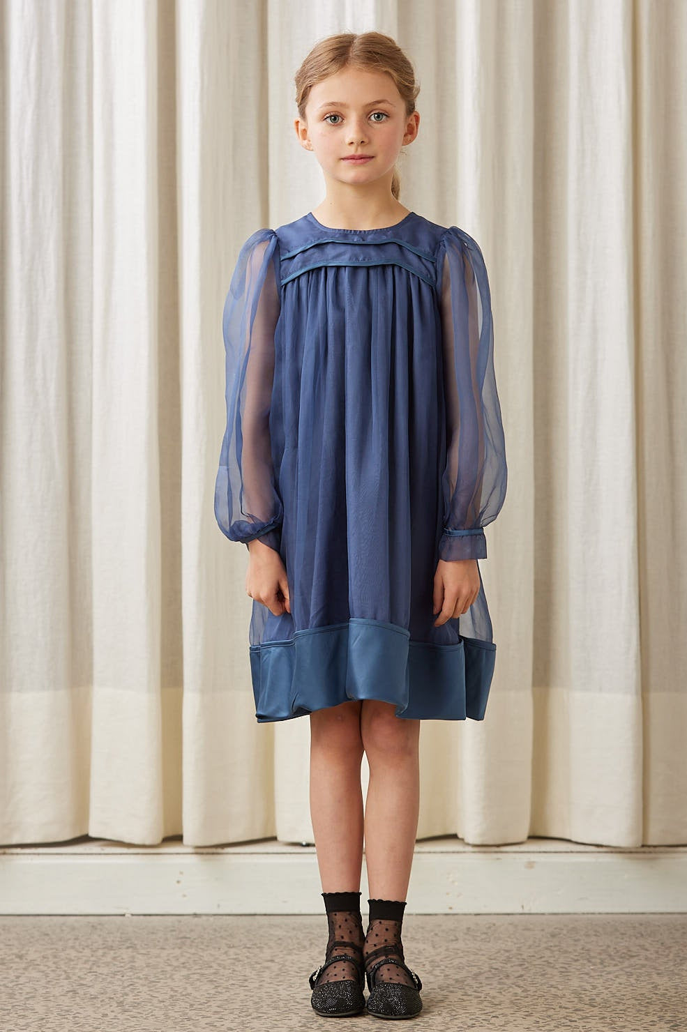 Organza Dress with Satin Hem