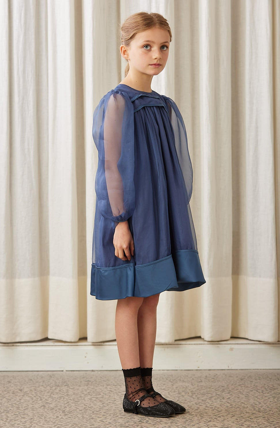 Organza Dress with Satin Hem