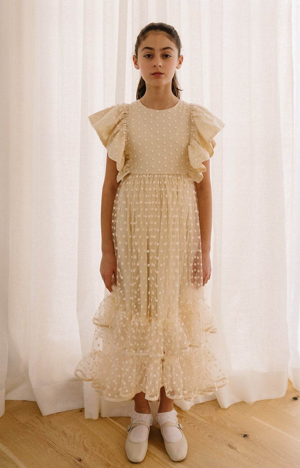 Embroidered Flower Bud Tulle Dress