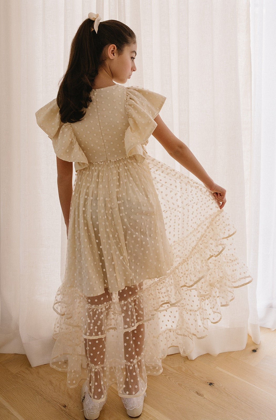 Embroidered Flower Bud Tulle Dress