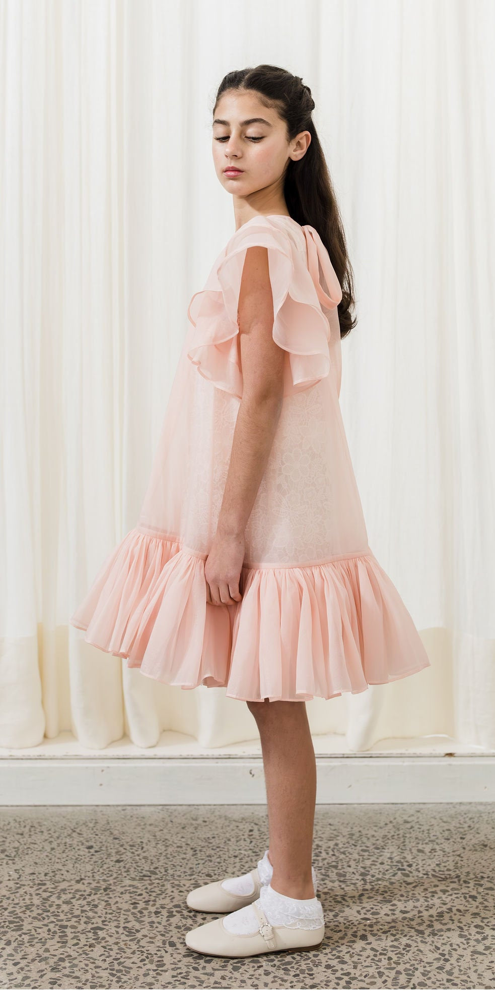 Organza Overlay Dress with Lace Slip