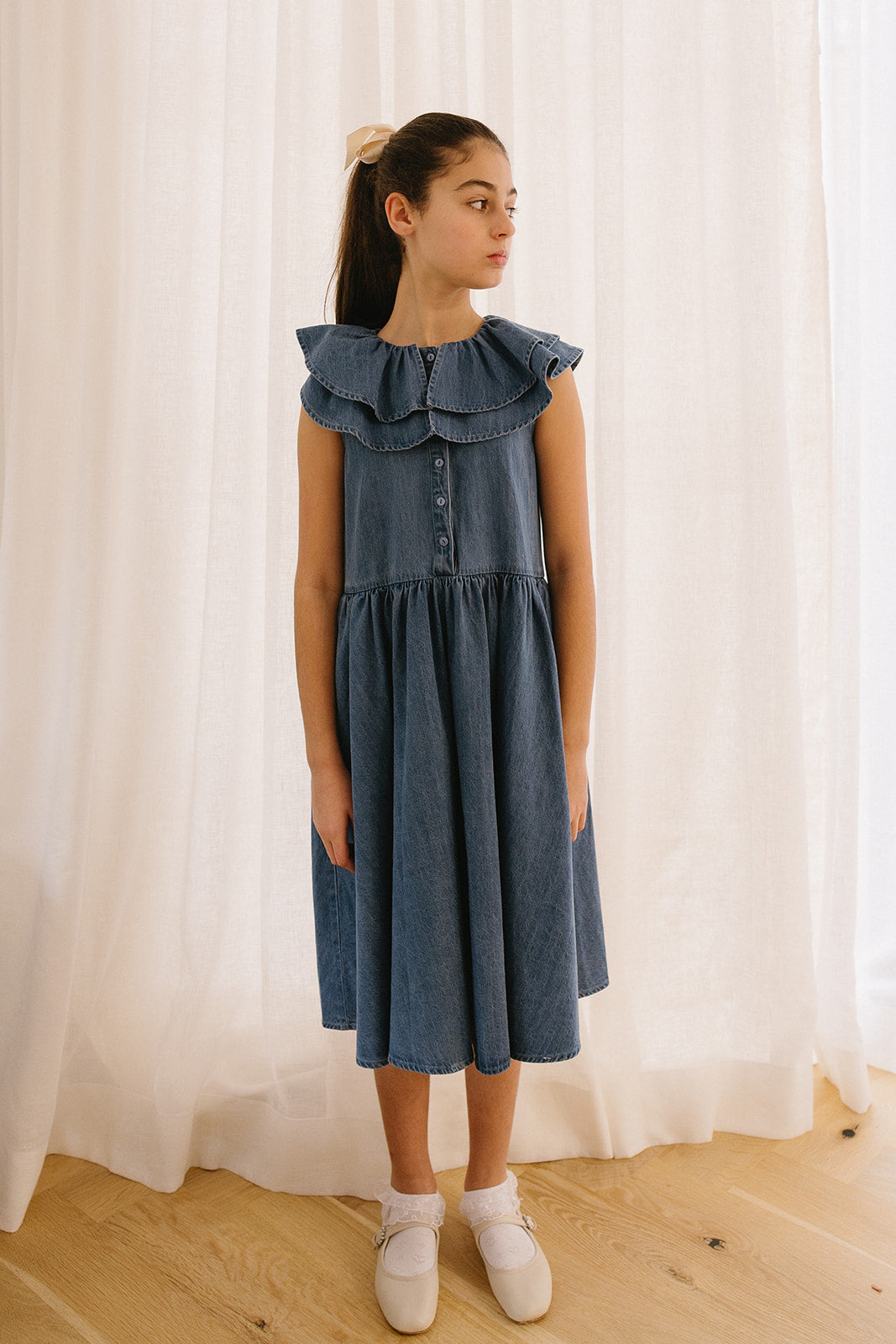 Chambray Floaty Collar Dress