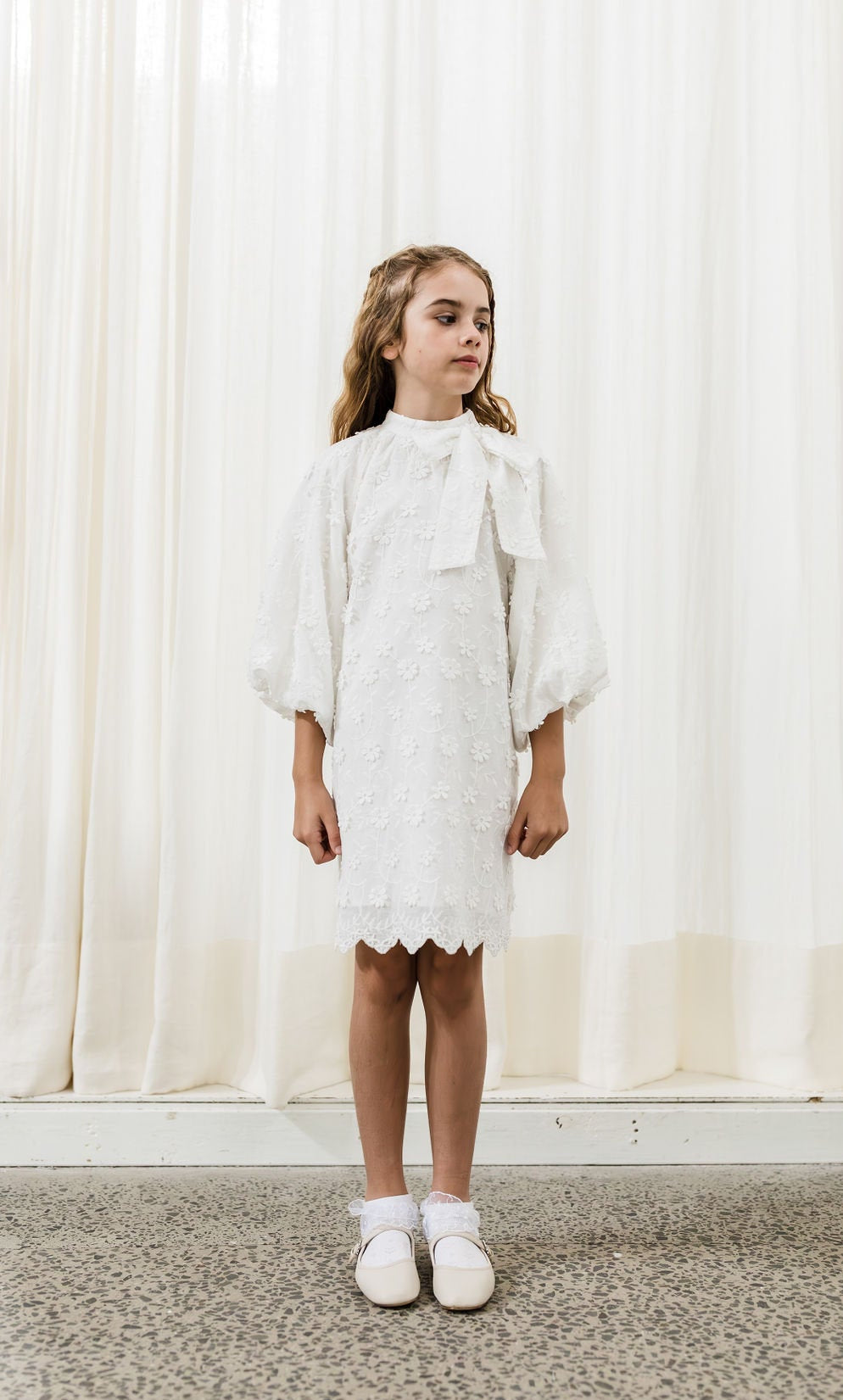 Applique Bow Neck Dress