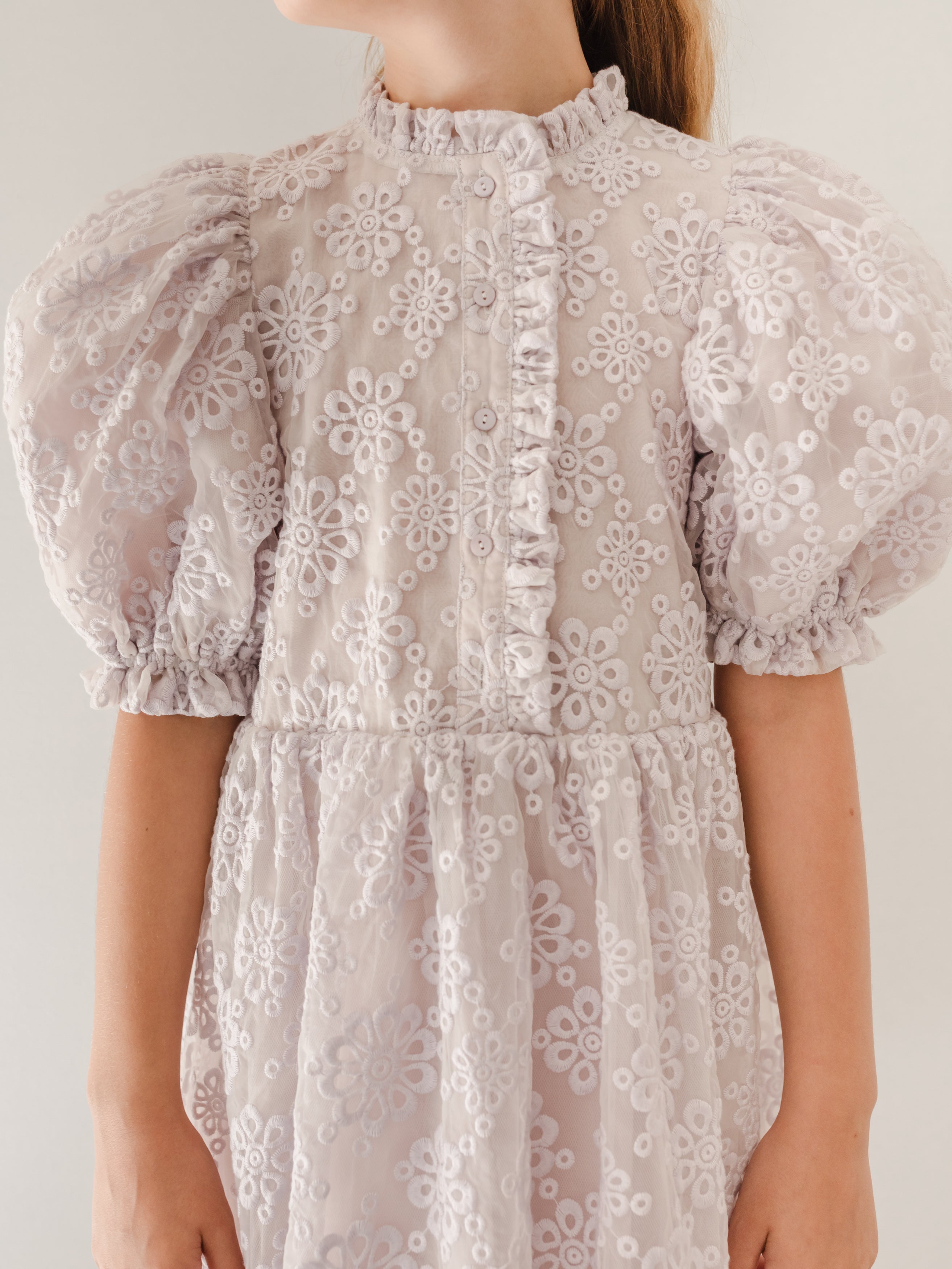 Lilac Organza Puff Sleeve Dress