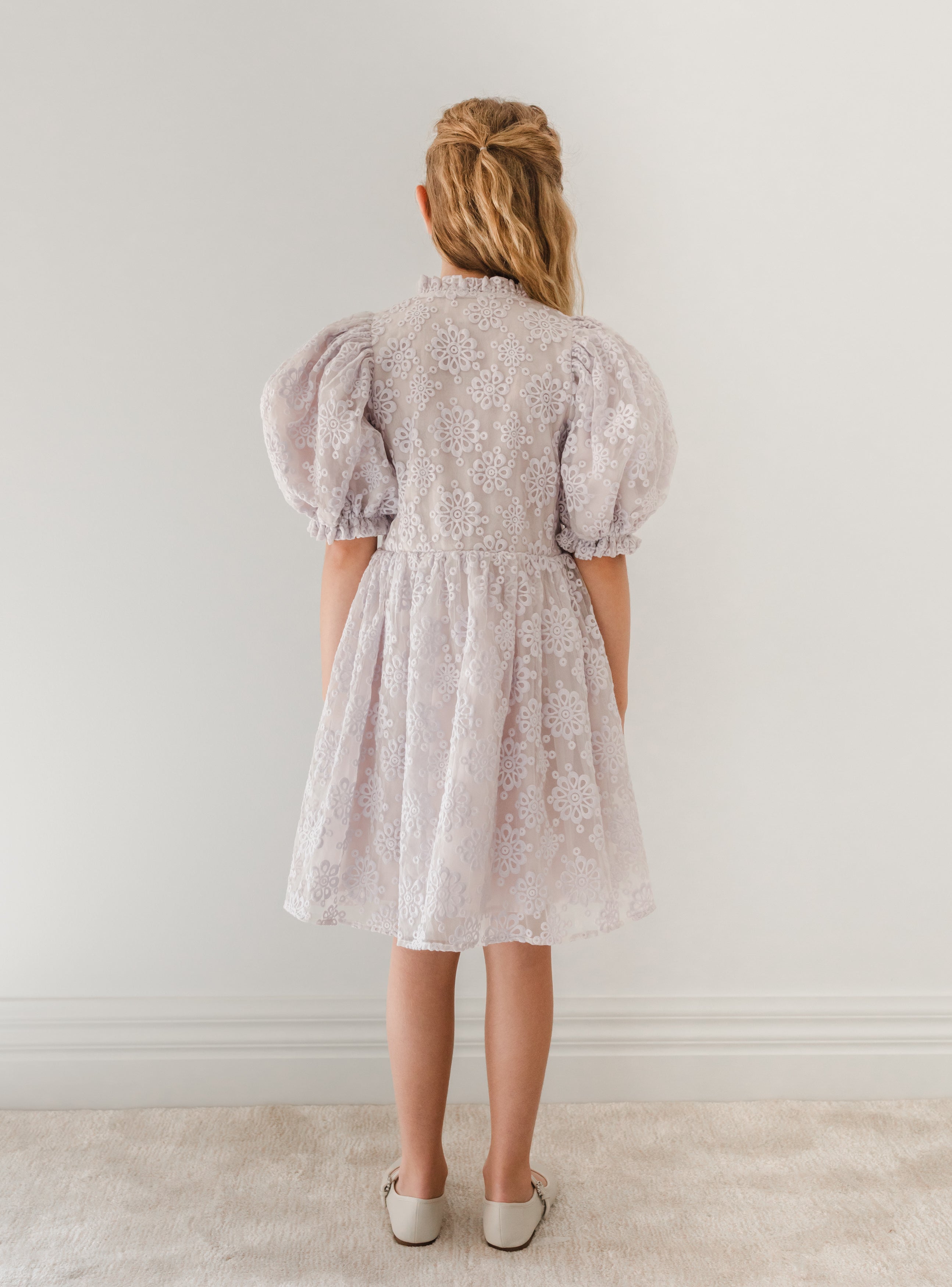 Lilac Organza Puff Sleeve Dress