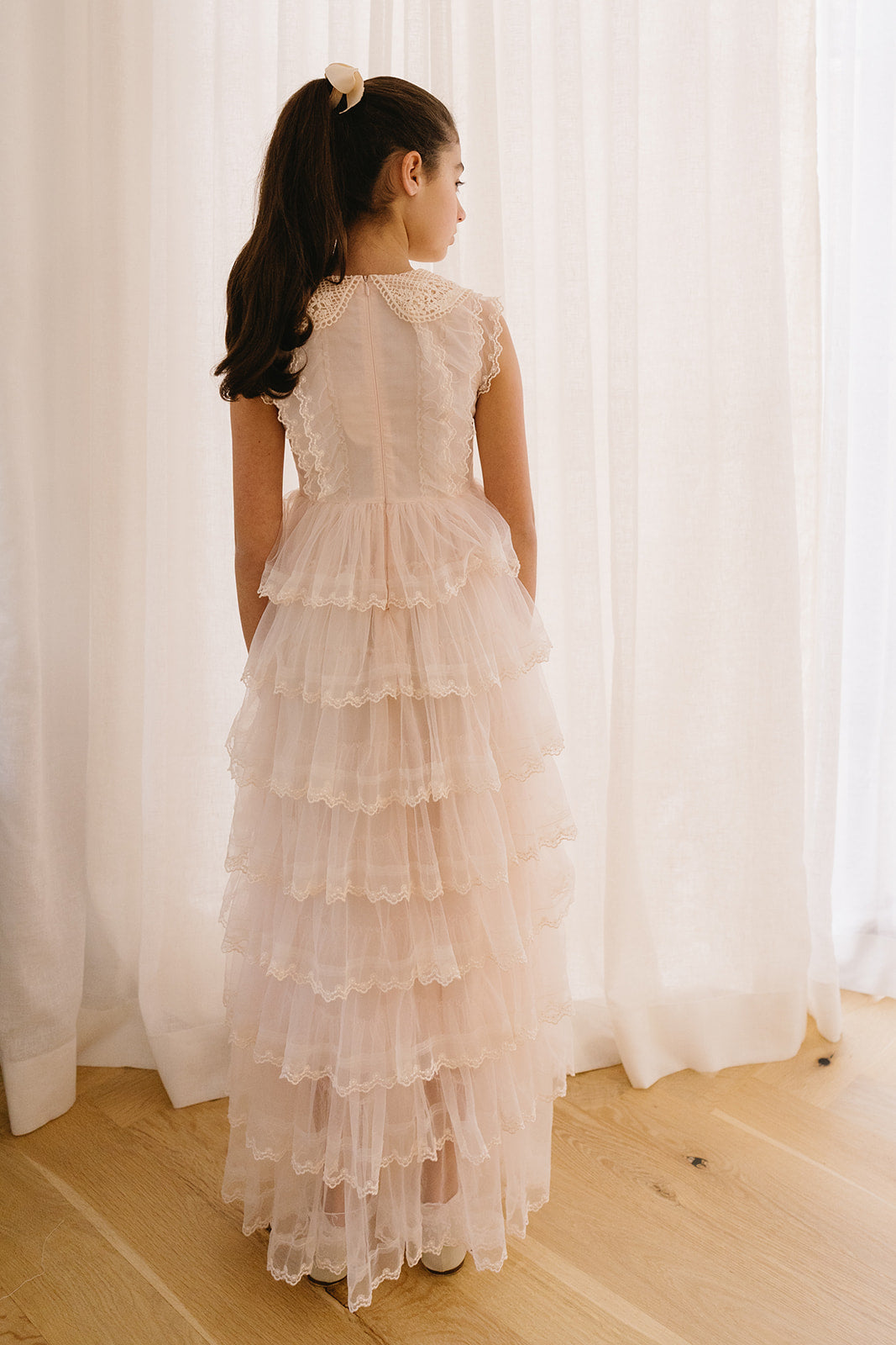 Crochet Collar Tulle Gown