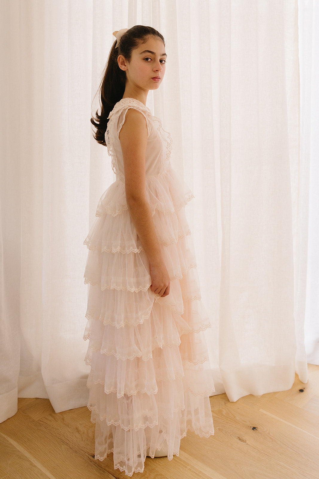 Crochet Collar Tulle Gown