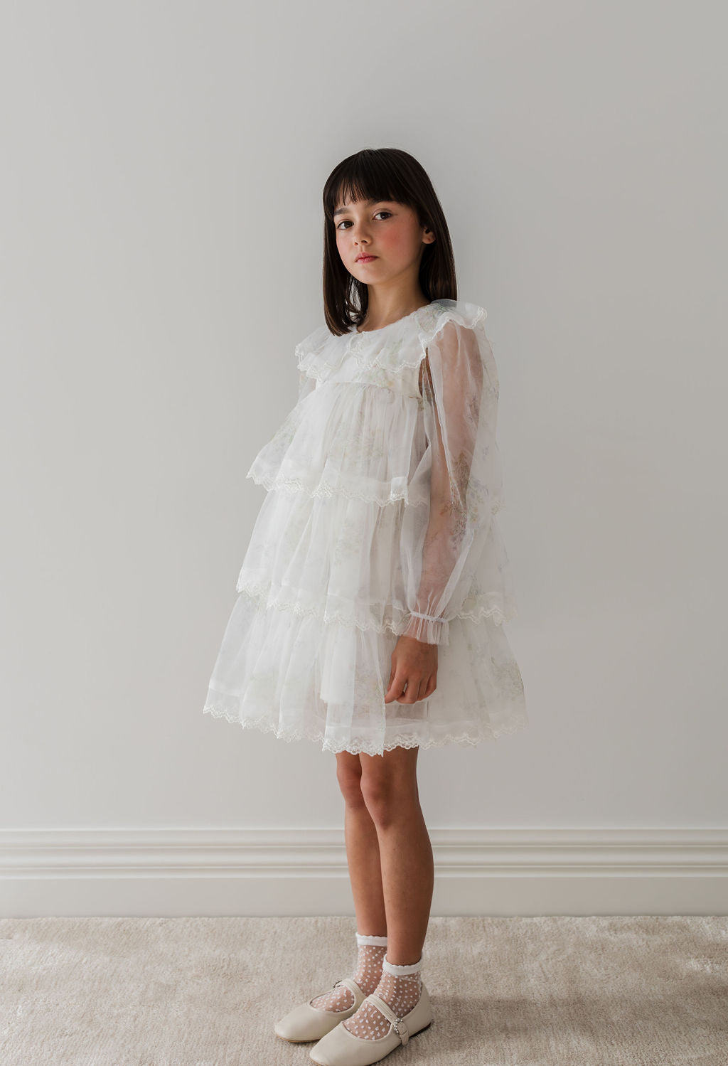 Long Sleeve Spring Meadow Short Tulle Dress