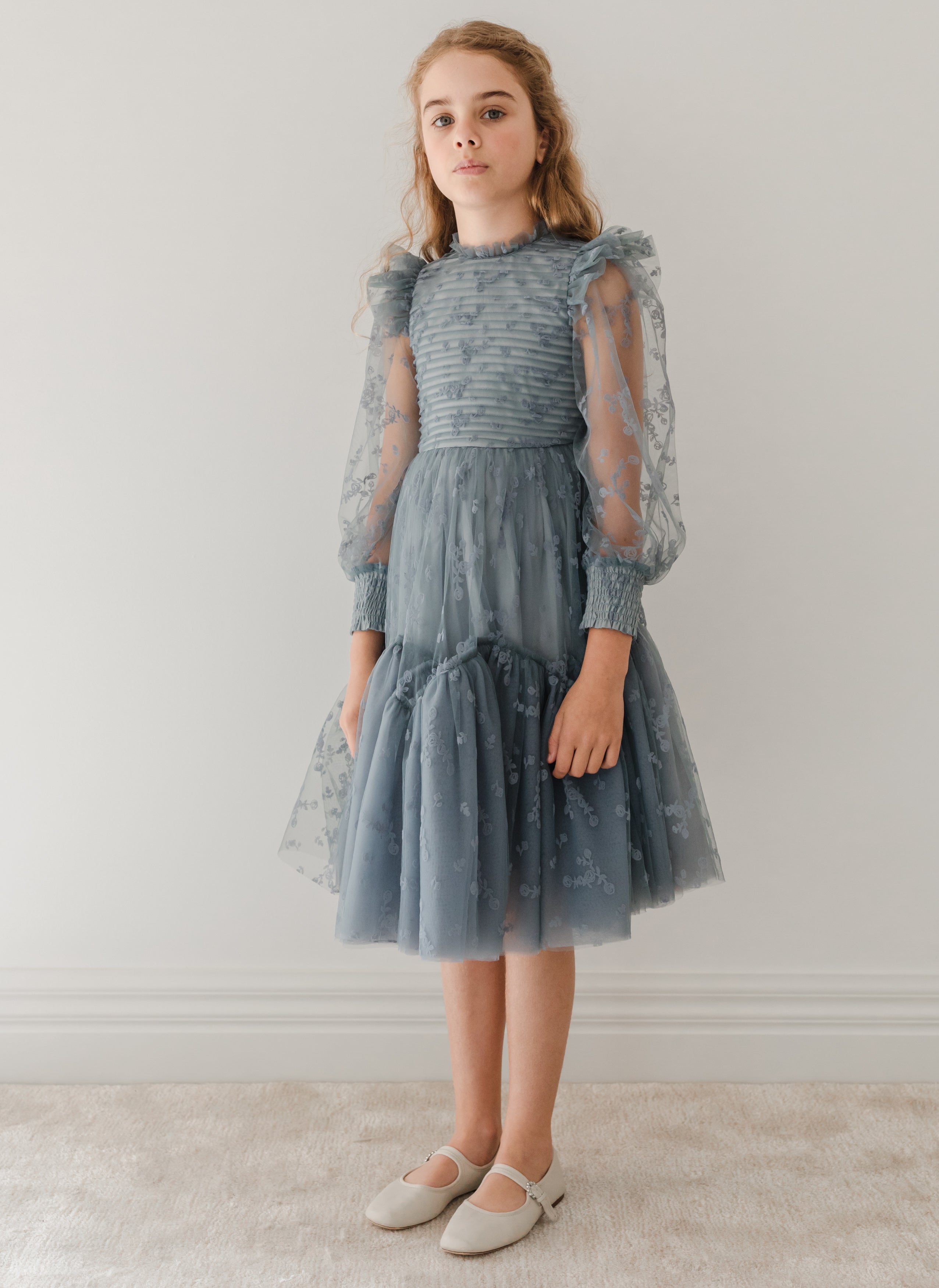 Flocked Velvet Tulle Dress