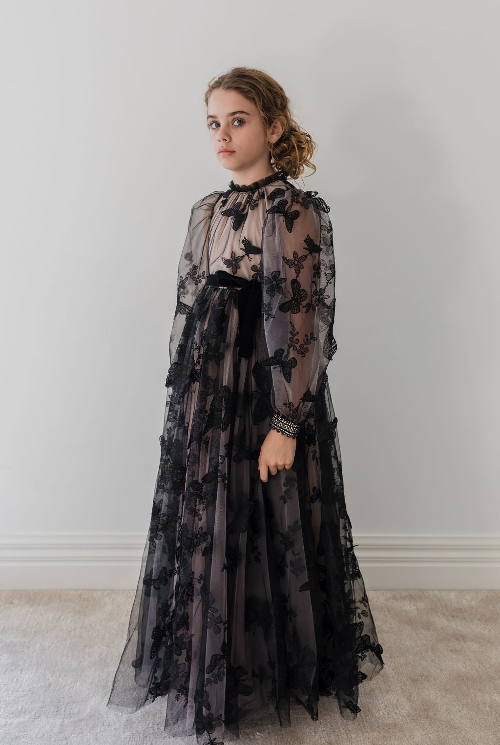 Butterfly Tulle Gown with Nude Lining