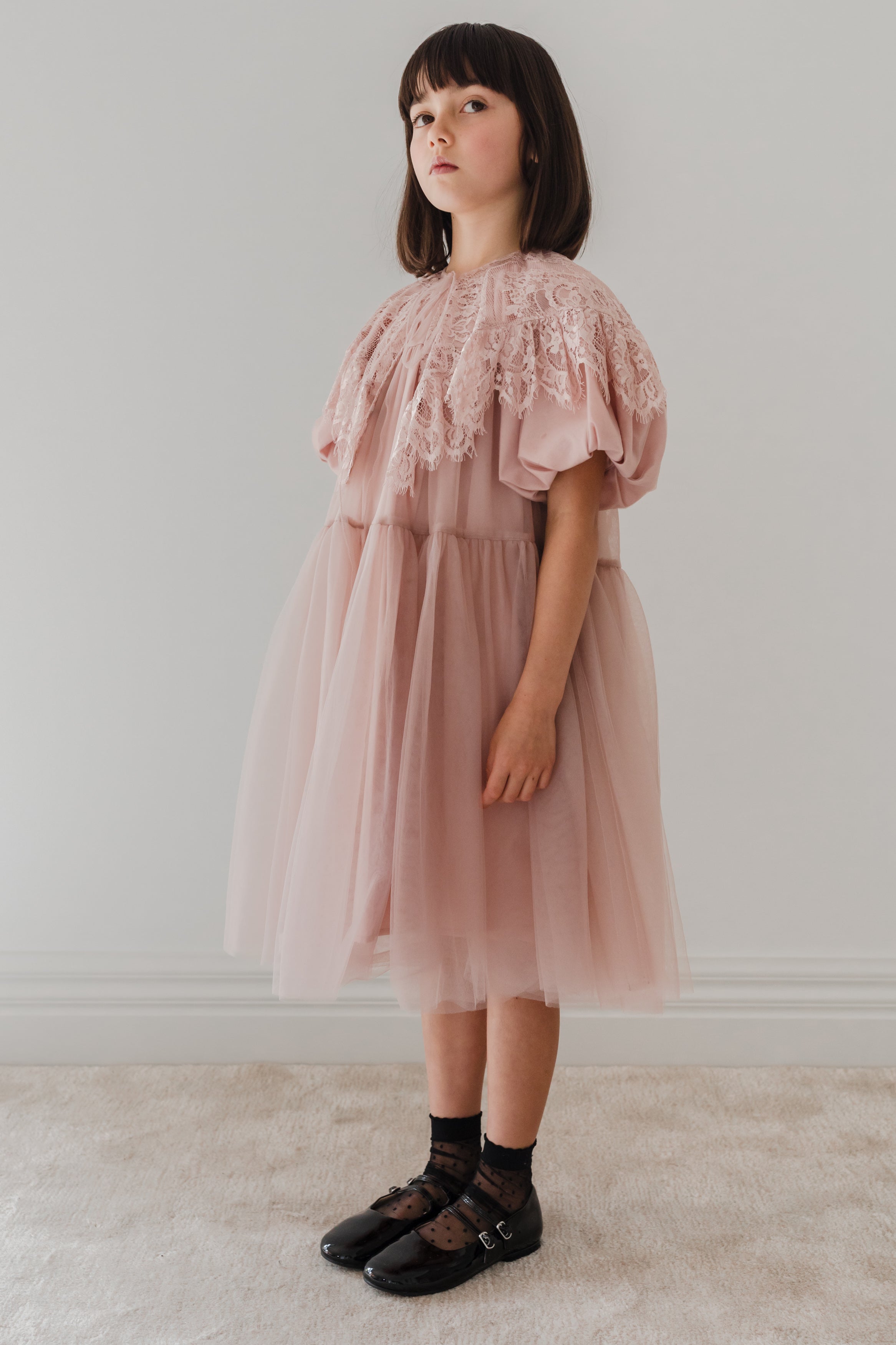 Lace Collar Tulle Babydoll Dress