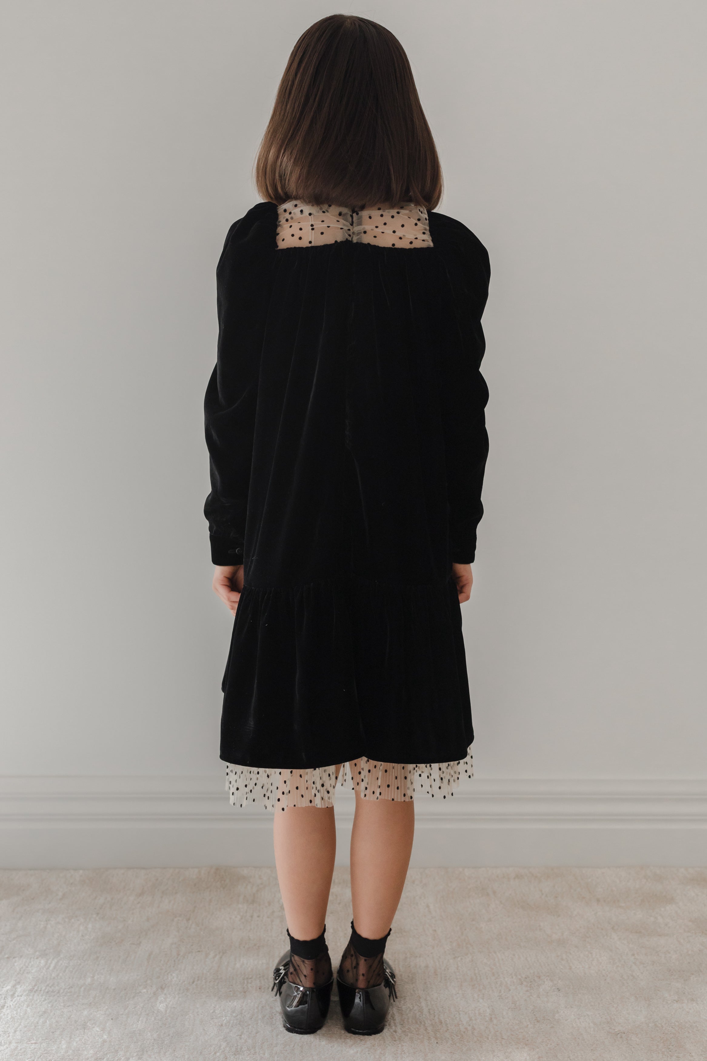 Flock Spot Mesh & Velvet Dress