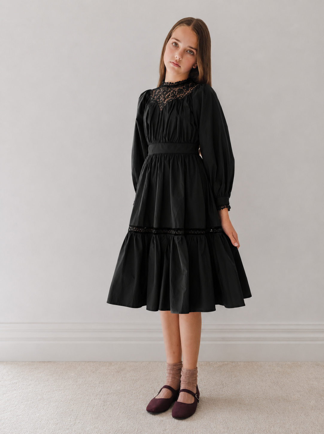 Poplin Applique Midi Dress