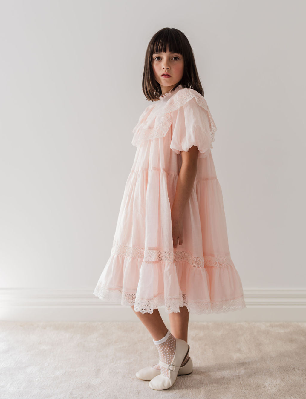 Short Sleeve Poppy Lace Trim Dress