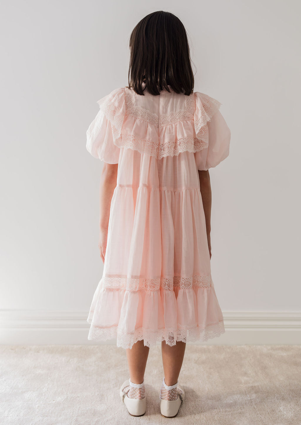 Short Sleeve Poppy Lace Trim Dress
