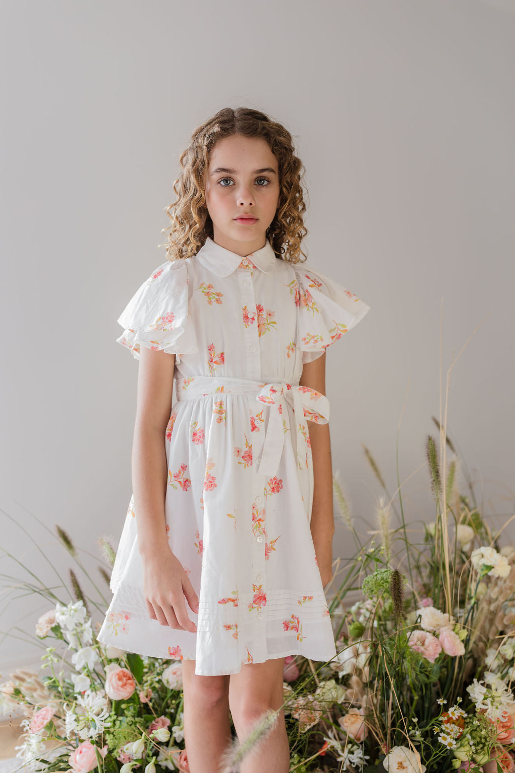 Flutter Sleeve Voile Dress