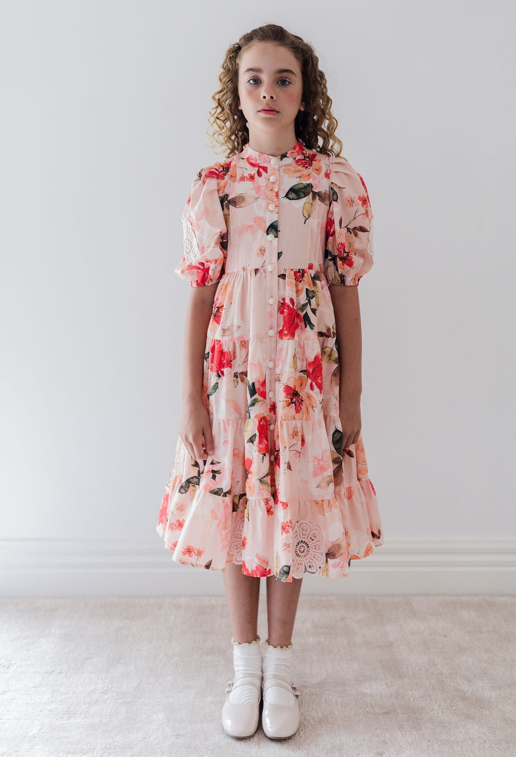 Peach Peony Doily Dress