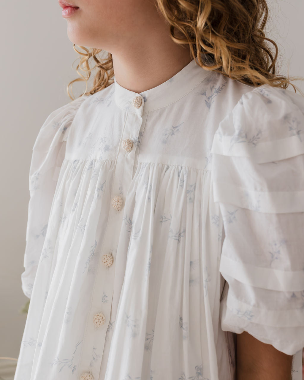 Pleat Detail Button Front Voile Dress