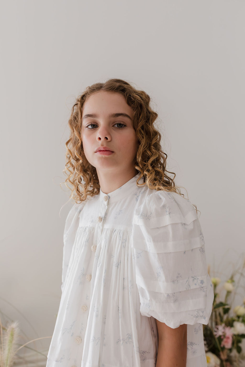 Pleat Detail Button Front Voile Dress