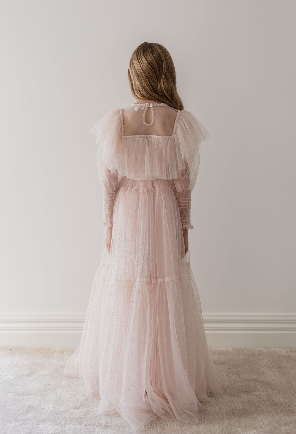 Pink Tulle Gown with Glitter