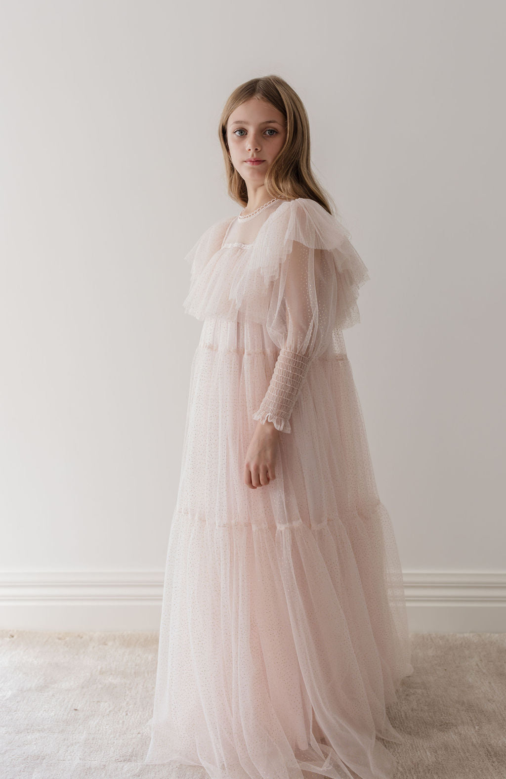 Pink Tulle Gown with Glitter