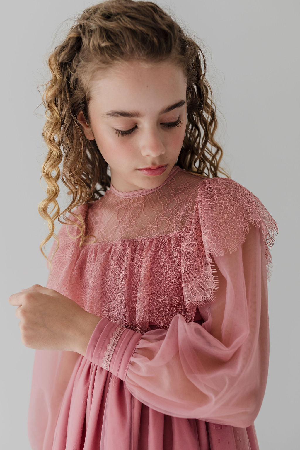 Square Lace Yoke Tulle Dress