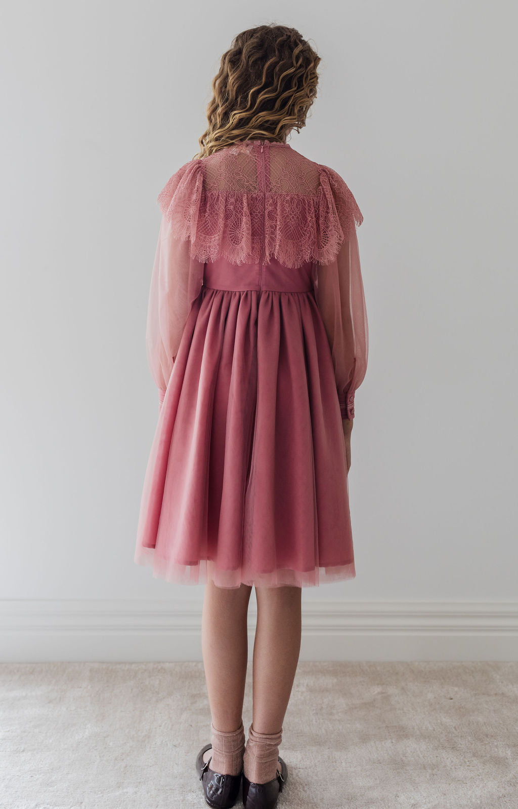 Square Lace Yoke Tulle Dress