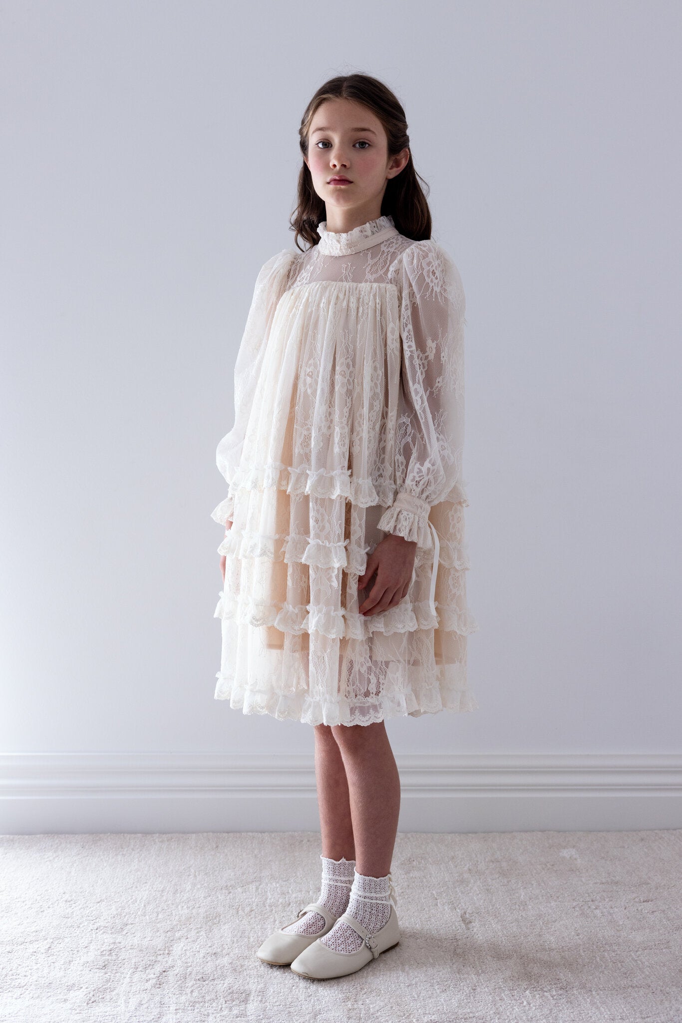 Allover Lace Ruffle Dress