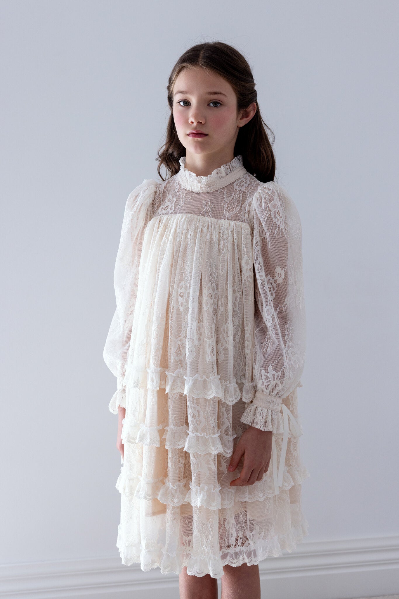 Allover Lace Ruffle Dress