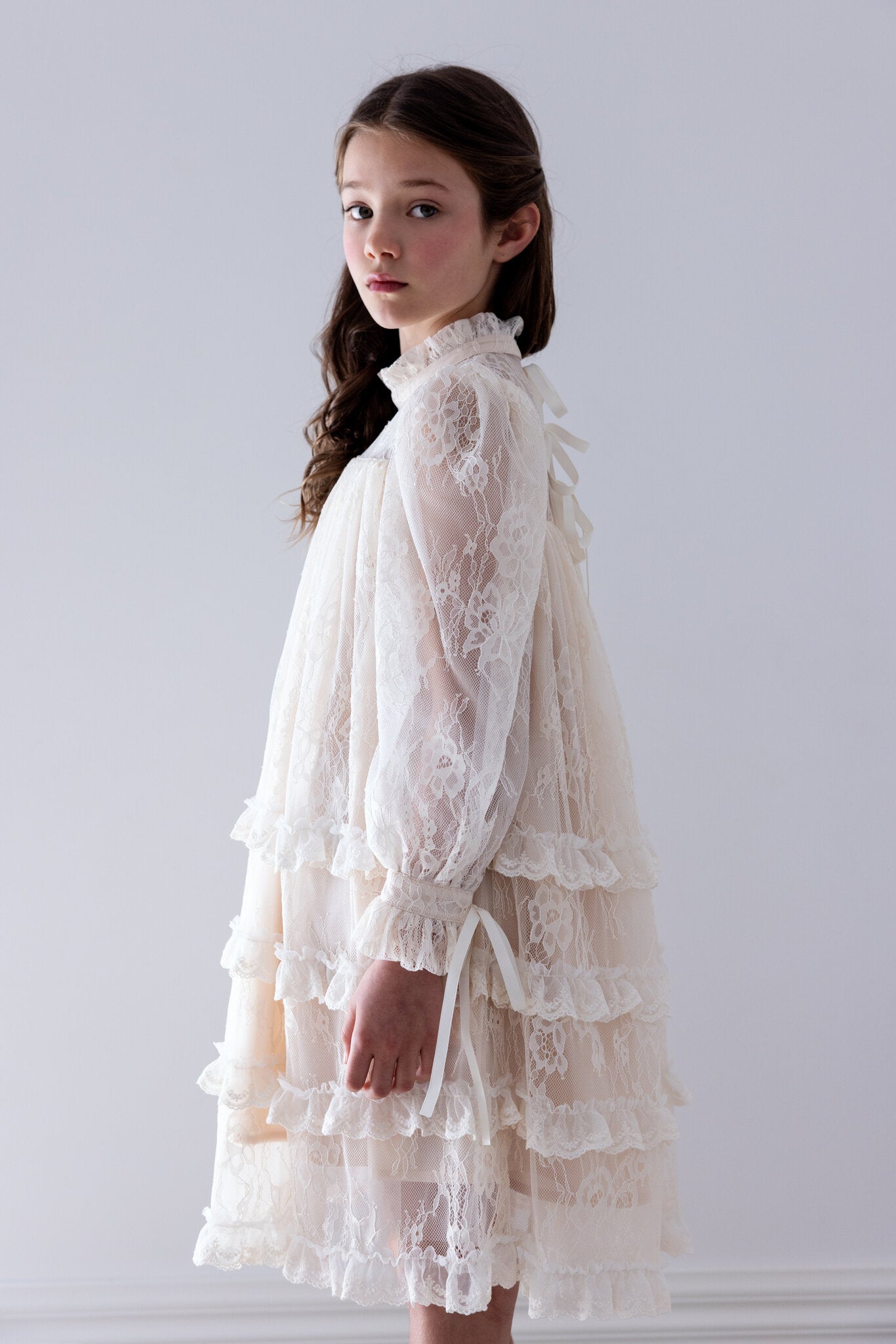 Allover Lace Ruffle Dress