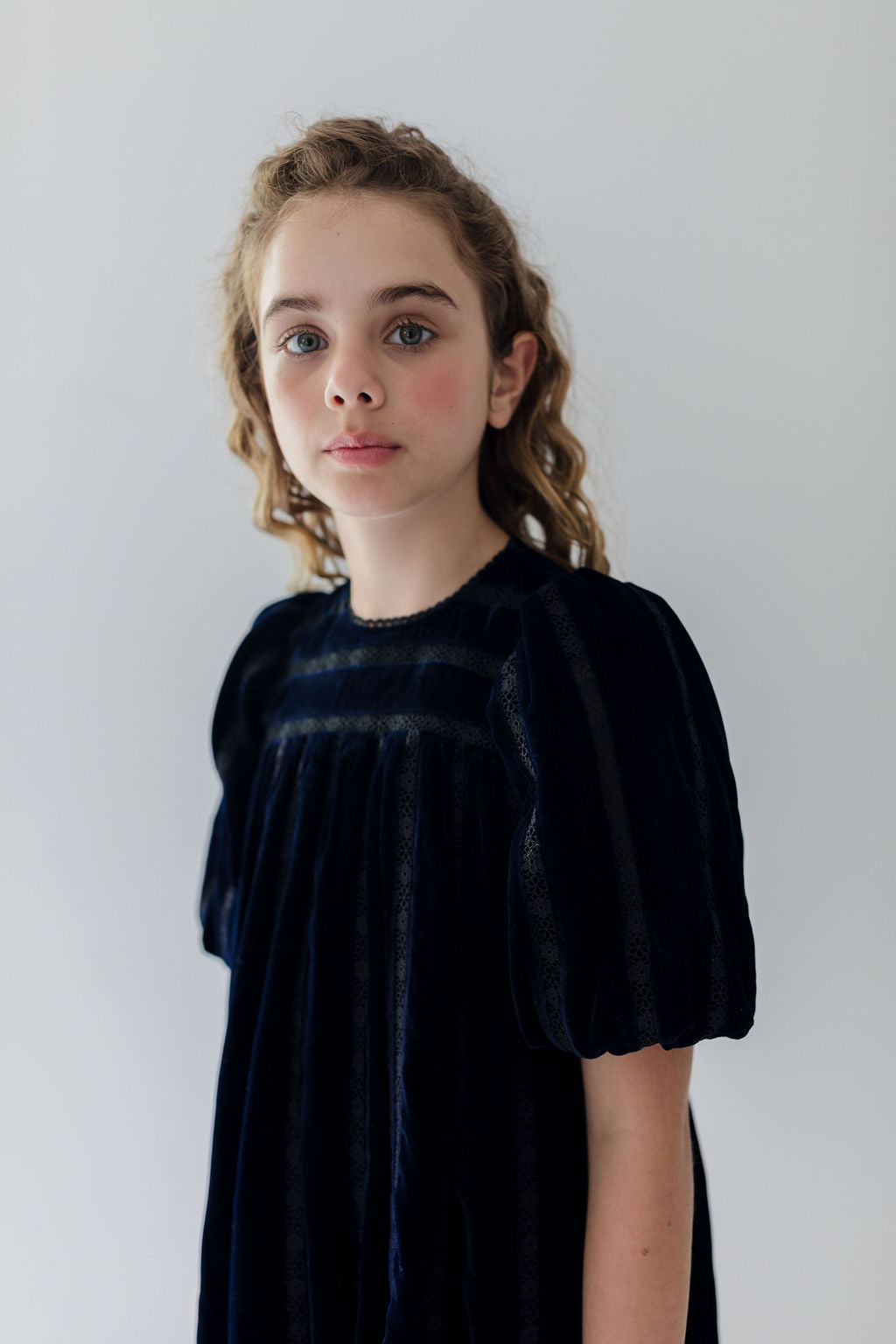 Vertical Lace Velvet Dress