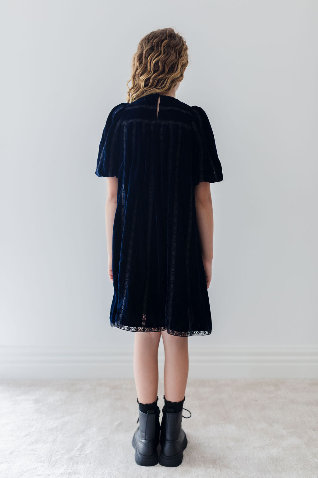 Vertical Lace Velvet Dress