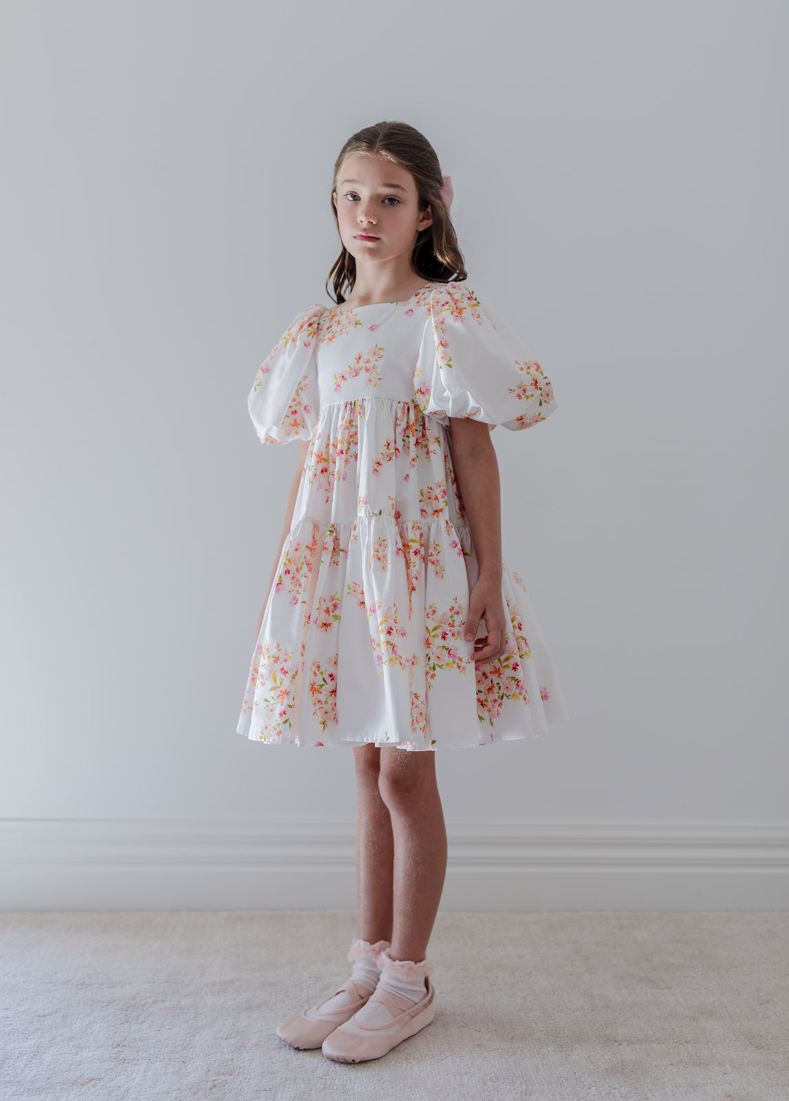 Short Sleeve Ditsy Print Poplin Dress