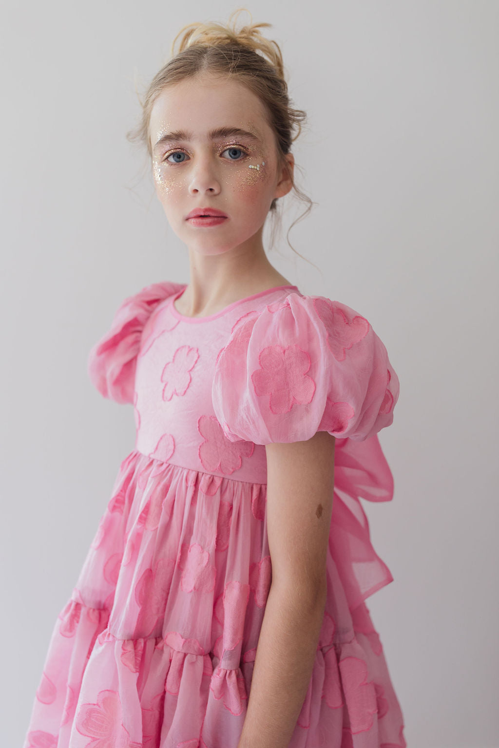 Burnout Dress with Organza Bow