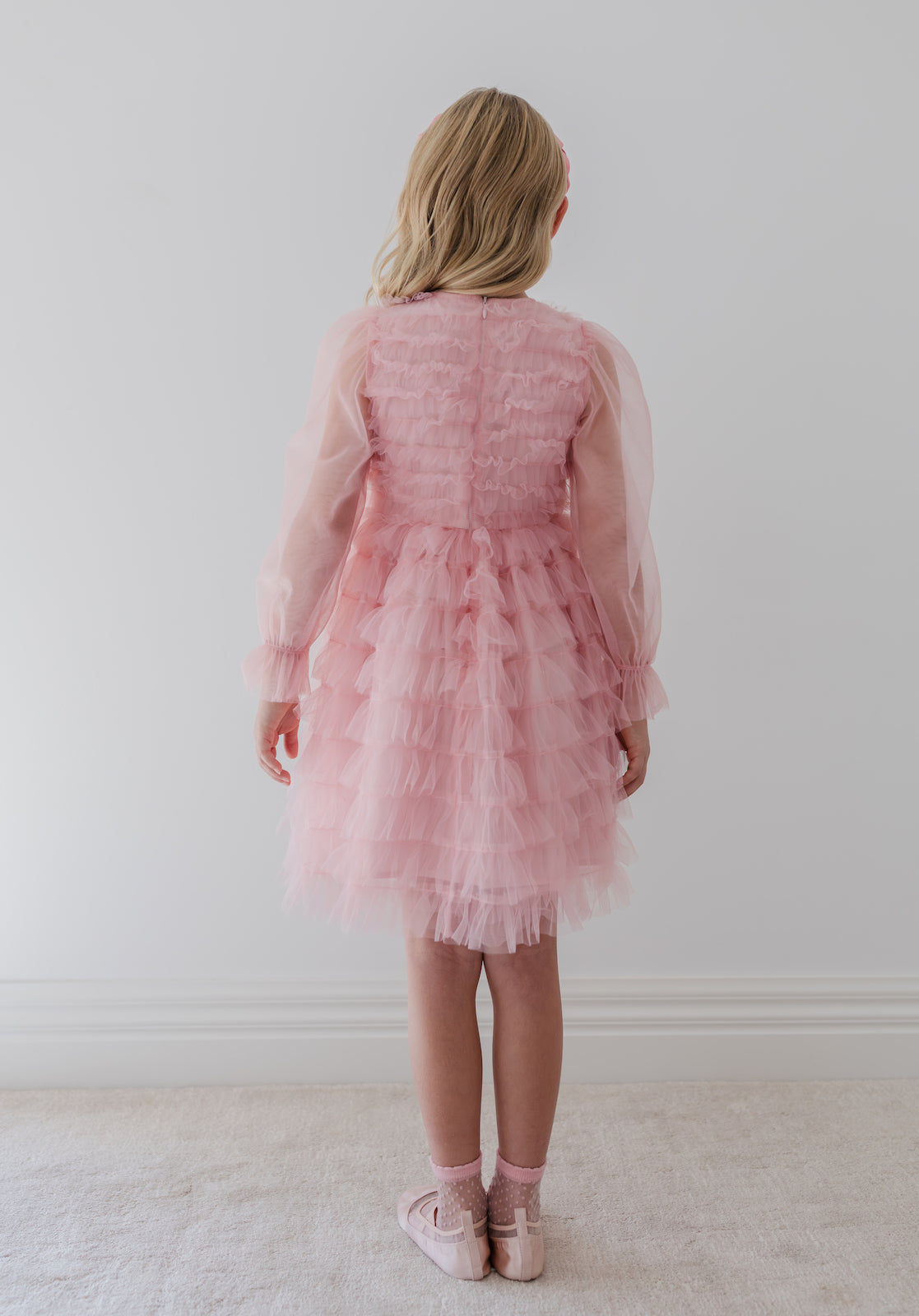 Ruffle Tulle Cape Dress
