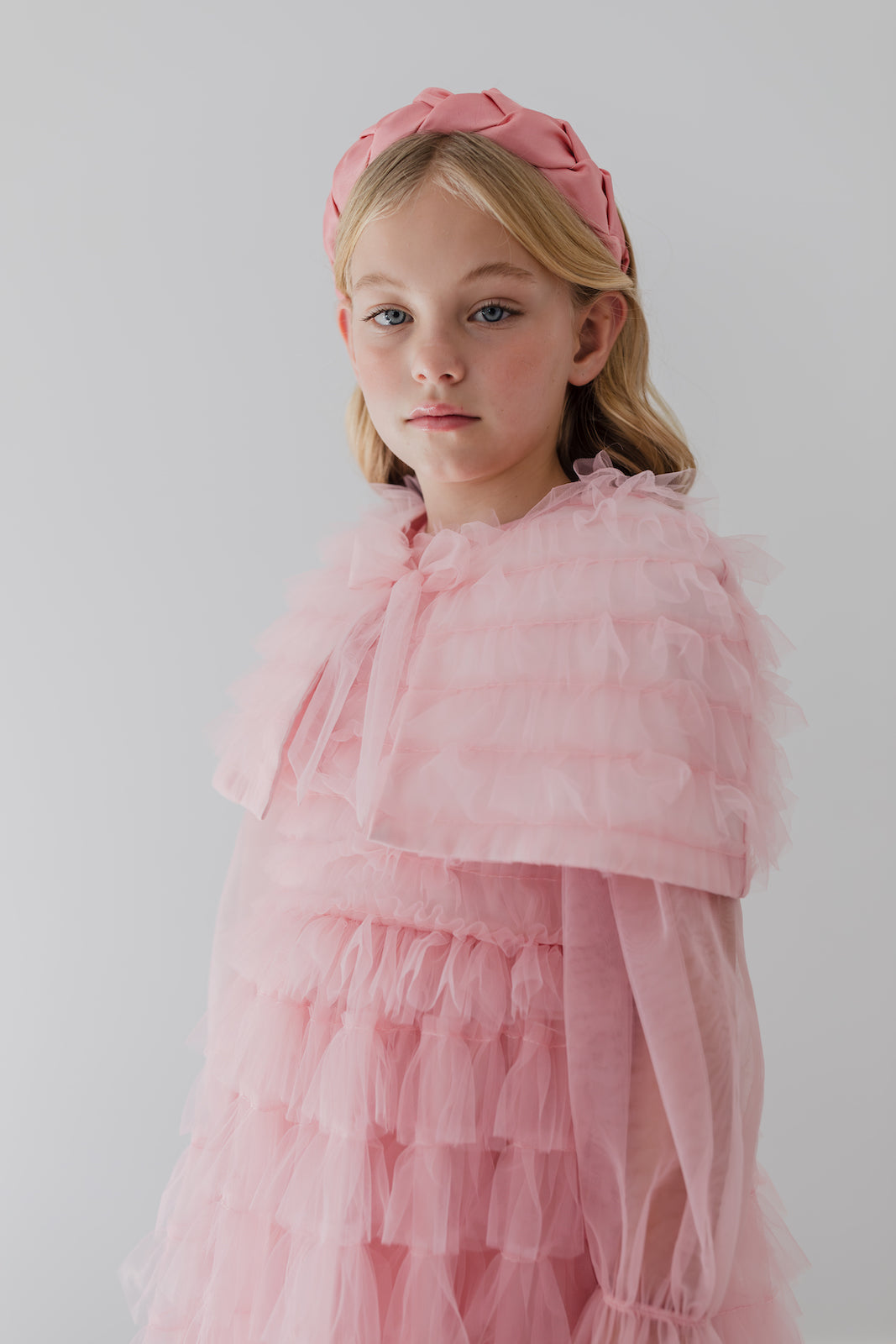 Ruffle Tulle Cape Dress