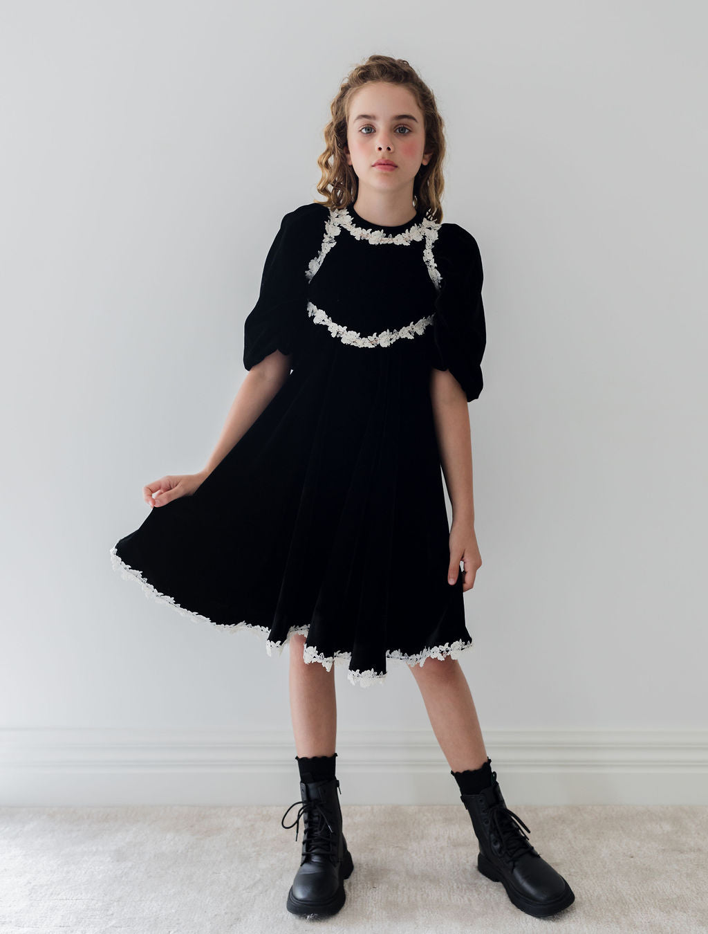 Rose Lace Velvet Dress