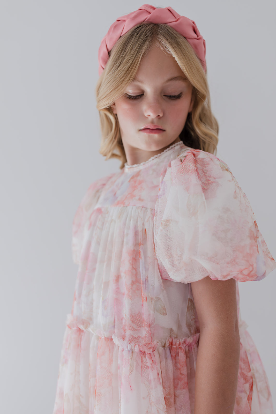 Short Sleeve Delicate Bouquet Tulle Dress