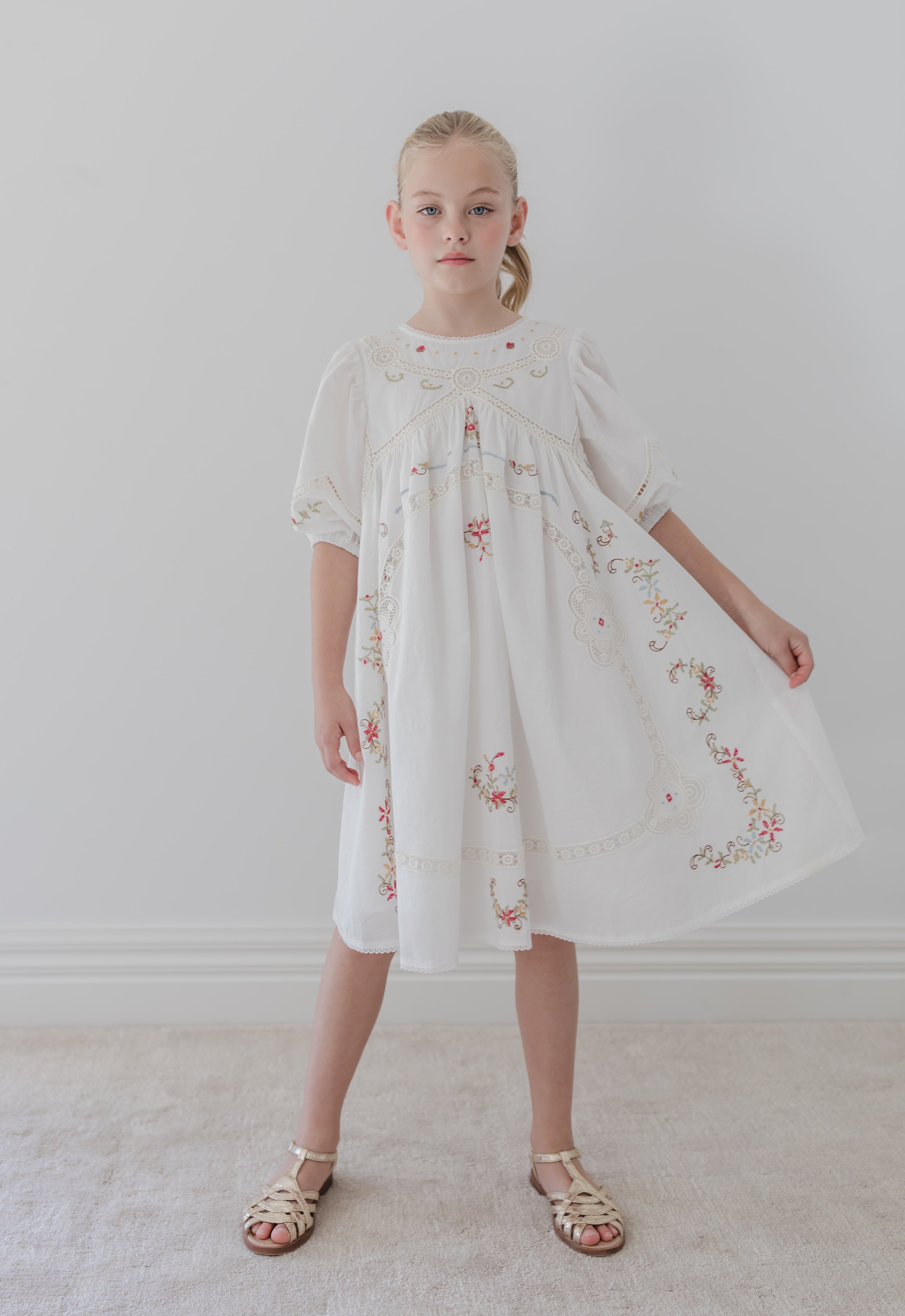 Cross Stitch Elbow Sleeve Dress
