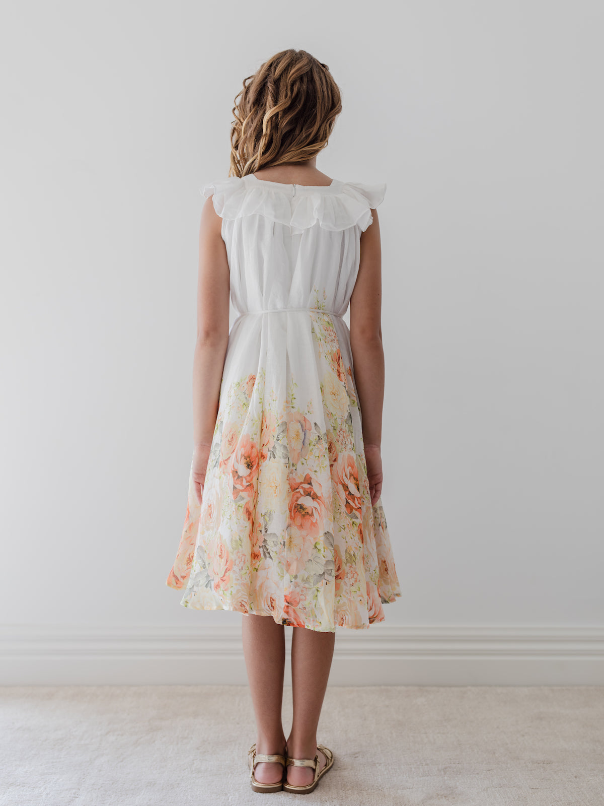 Lemon Floral Border Print Linen Dress