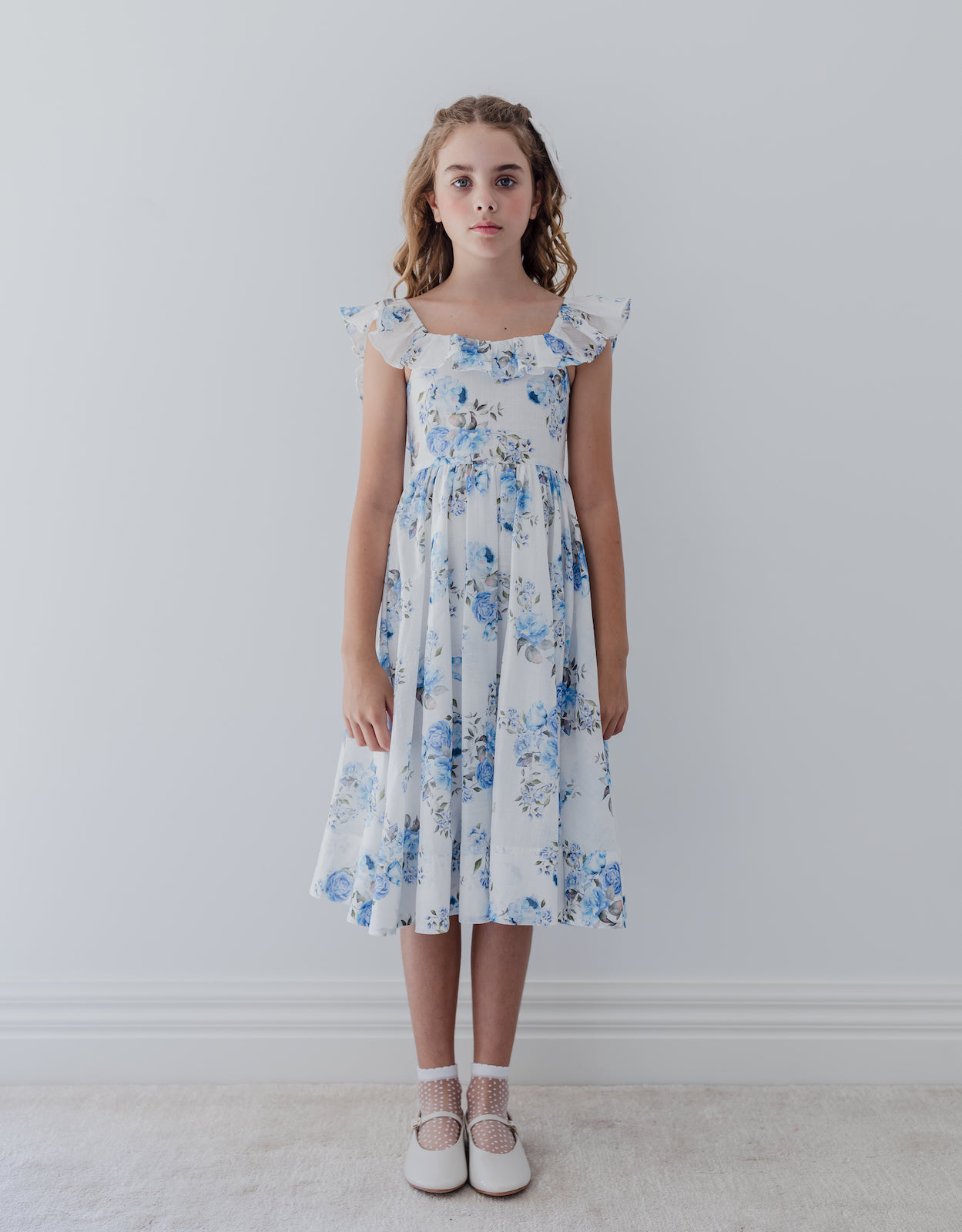 Blue Rose Tie-Back Dress