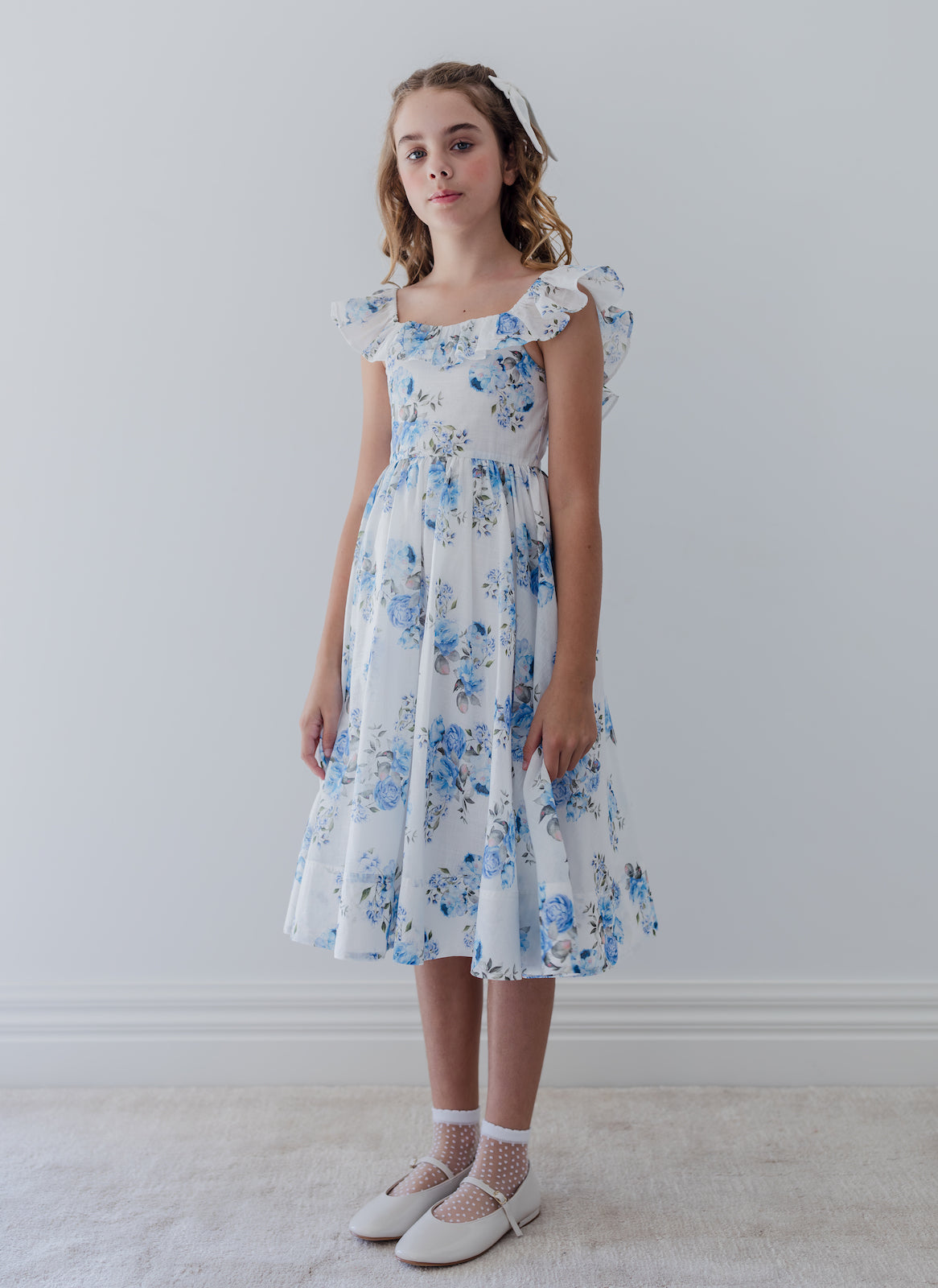 Blue Rose Tie-Back Dress