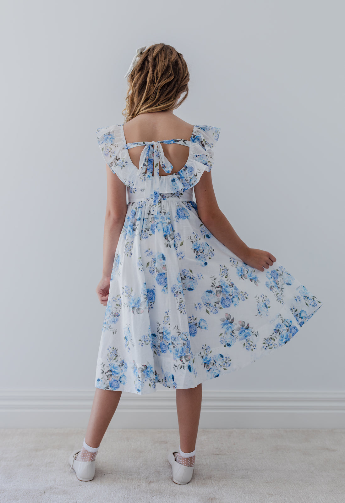 Blue Rose Tie-Back Dress