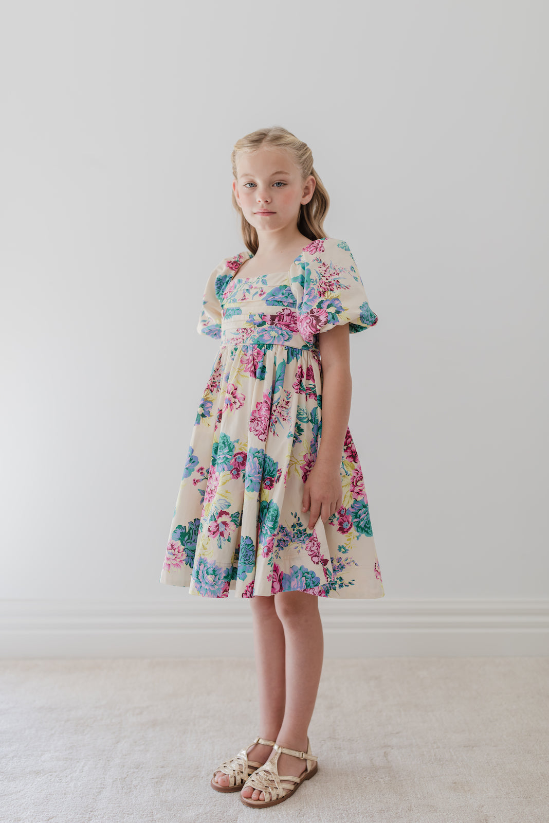 Jewel Print Square Neck Poplin Dress