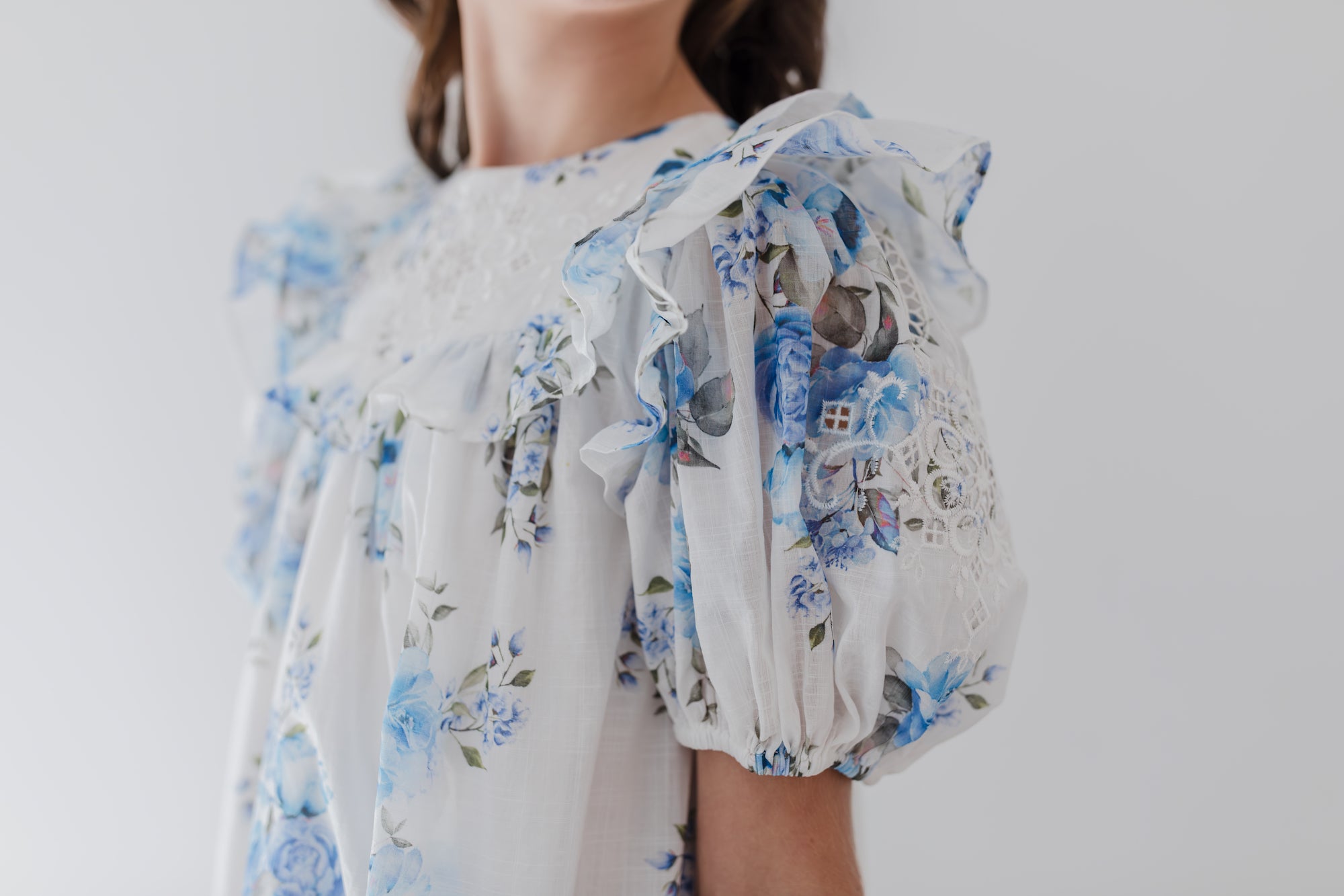 Blue Rose Embroidered Dress