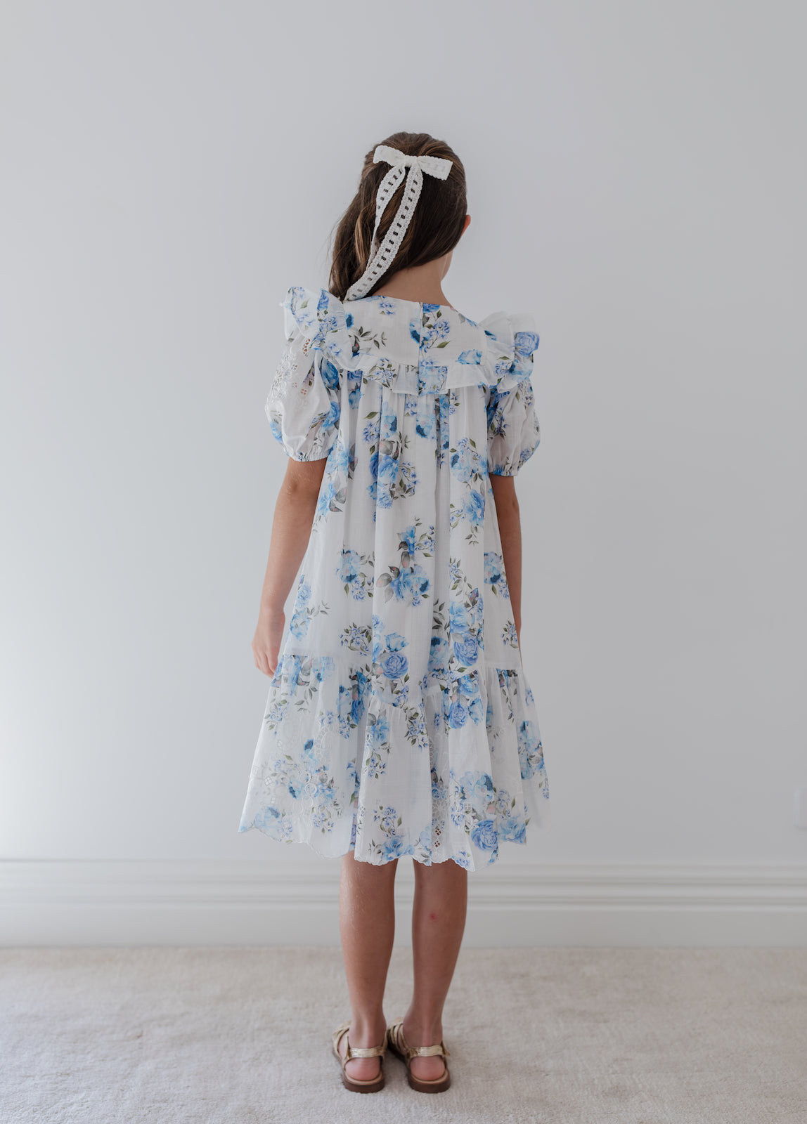 Blue Rose Embroidered Dress