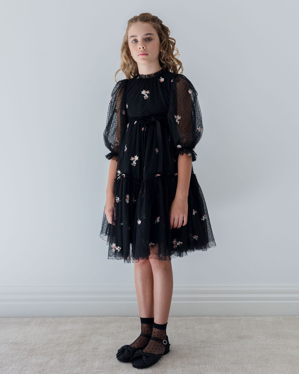 Petite Rosebud Embroidered Dress